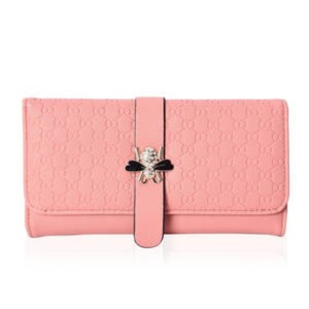 Pink Faux Leather Wallet w/Bee Accent